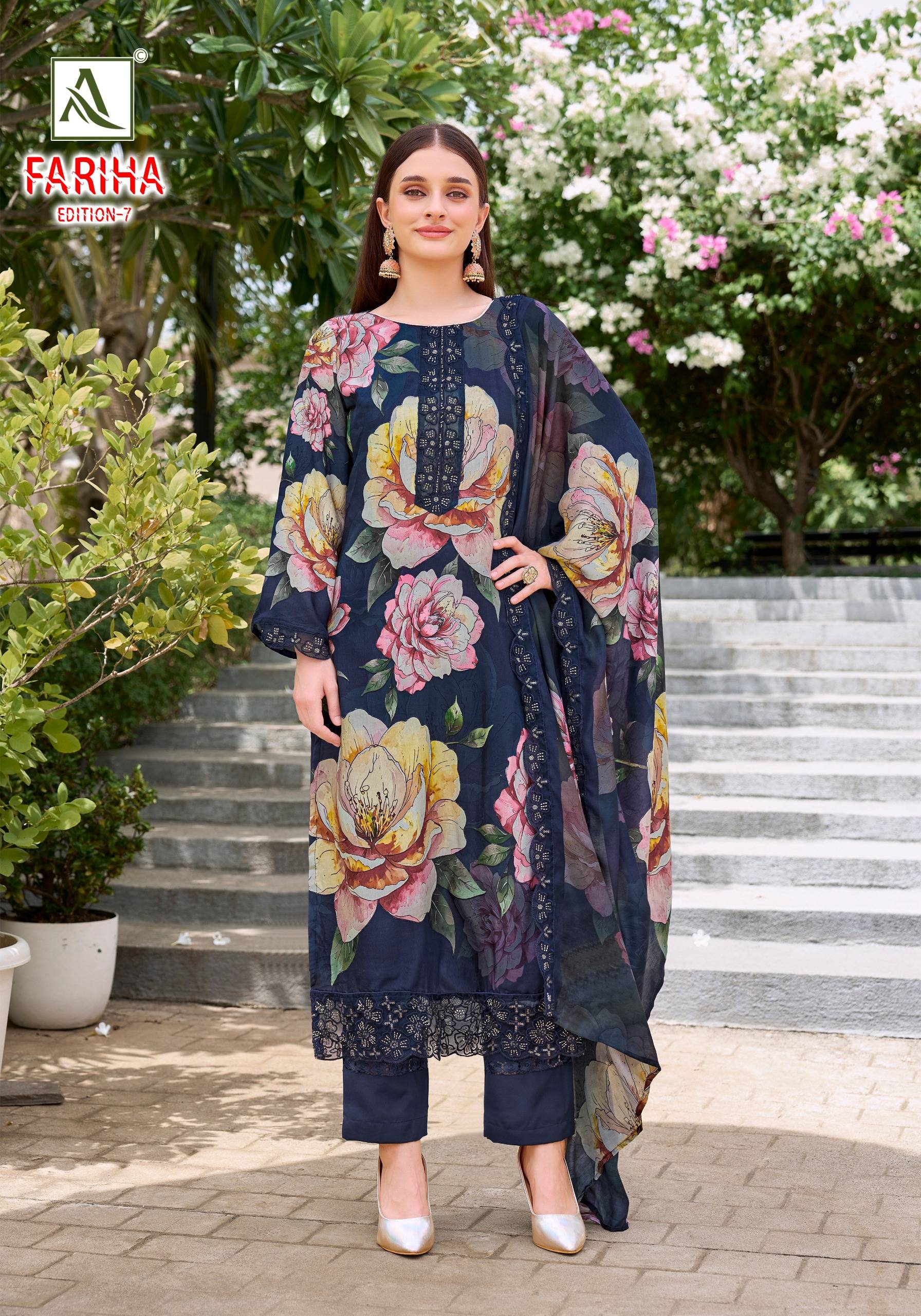FARIHA 7 BY ALOK SUIT 01 To 08 Series Beautiful Festive Suits Stylish Colorful Fancy Casual Wear & Ethnic Wear Maslin Dresses At Wholesale Price